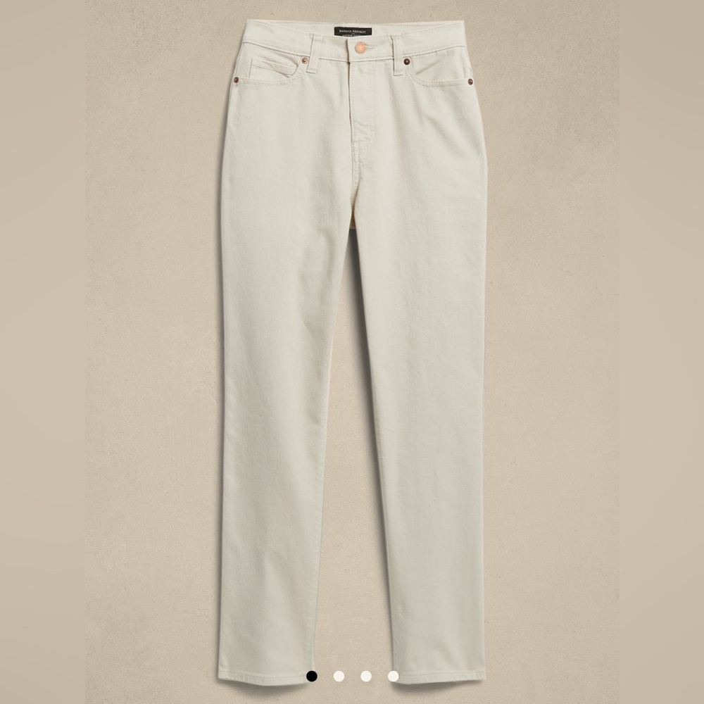 High rise straight cut cream pants - Banana Republic